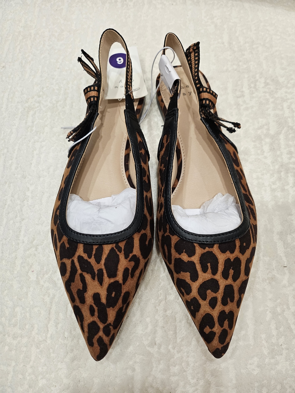 a new day Leopard Print Pointed Slingback Flats - Brown & Black